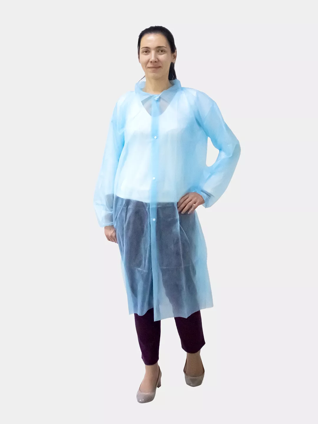 Одноразовый халат Albens (материал спанбонд) плотность 20 г/м.кв. размер XL, на кнопках, рукава на резинке, 50 штук.