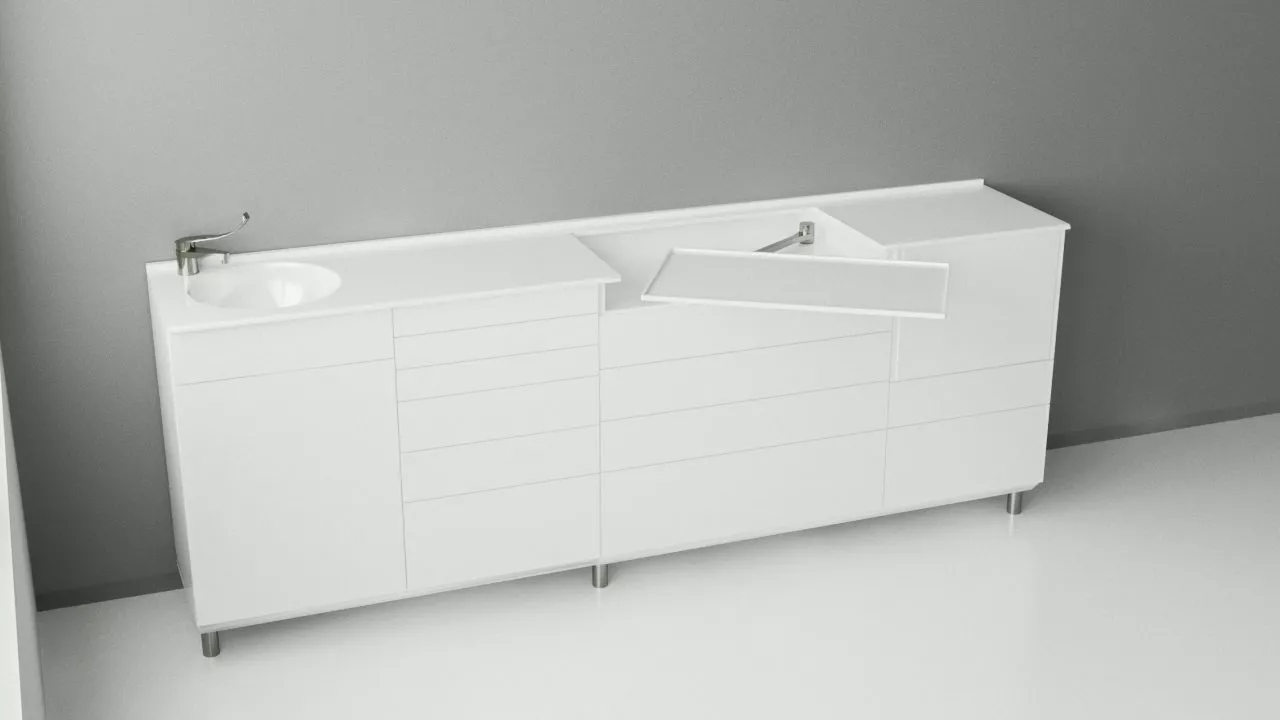 Комплект стоматологической  мебели из 4-х модулей с выносным столиком