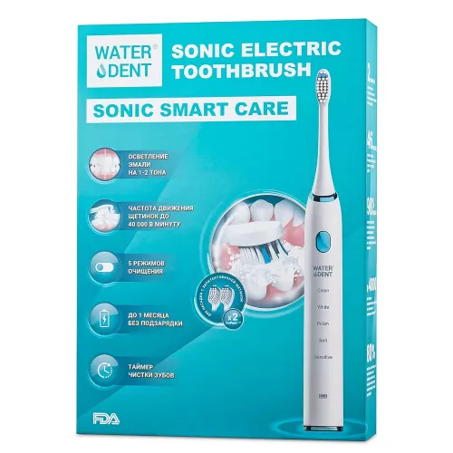 Электрическая зубная щетка Waterdent SONIC SMART CARE, белая