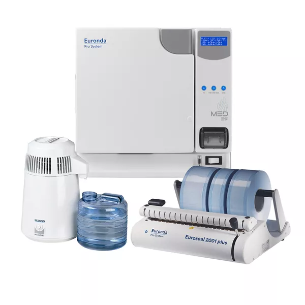 Комплект Euronda MED PACK 1: автоклав E9 Med 24 (24 л) + дистиллятор Aquadist (4 л) + запечатывающее устройство Euroseal 2001 Plus