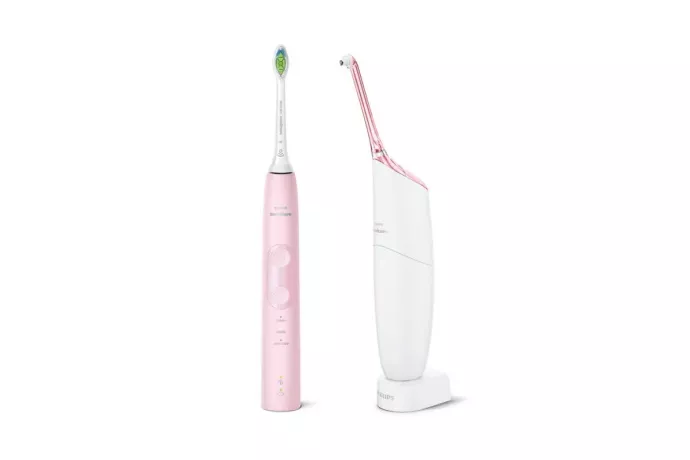 Прибор для чистки межзубных промежутков 5100 ProtectiveClean и щетка AirFloss Ultra (White Pink), щетка с 1 насадкой и электрический прибор с 1 насадкой
