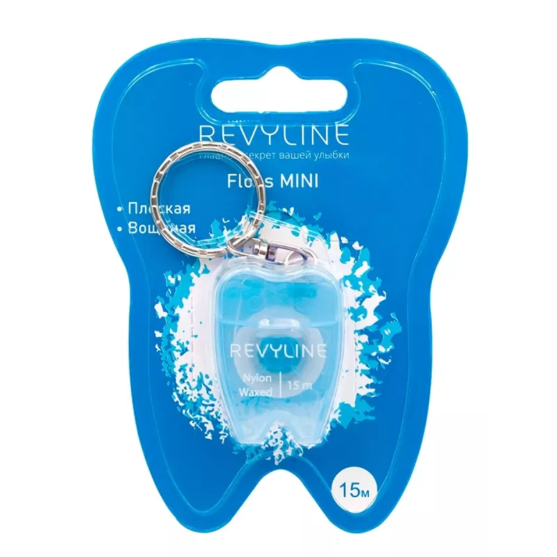Зубная нить Revyline floss mini вощеная 15 м, синяя