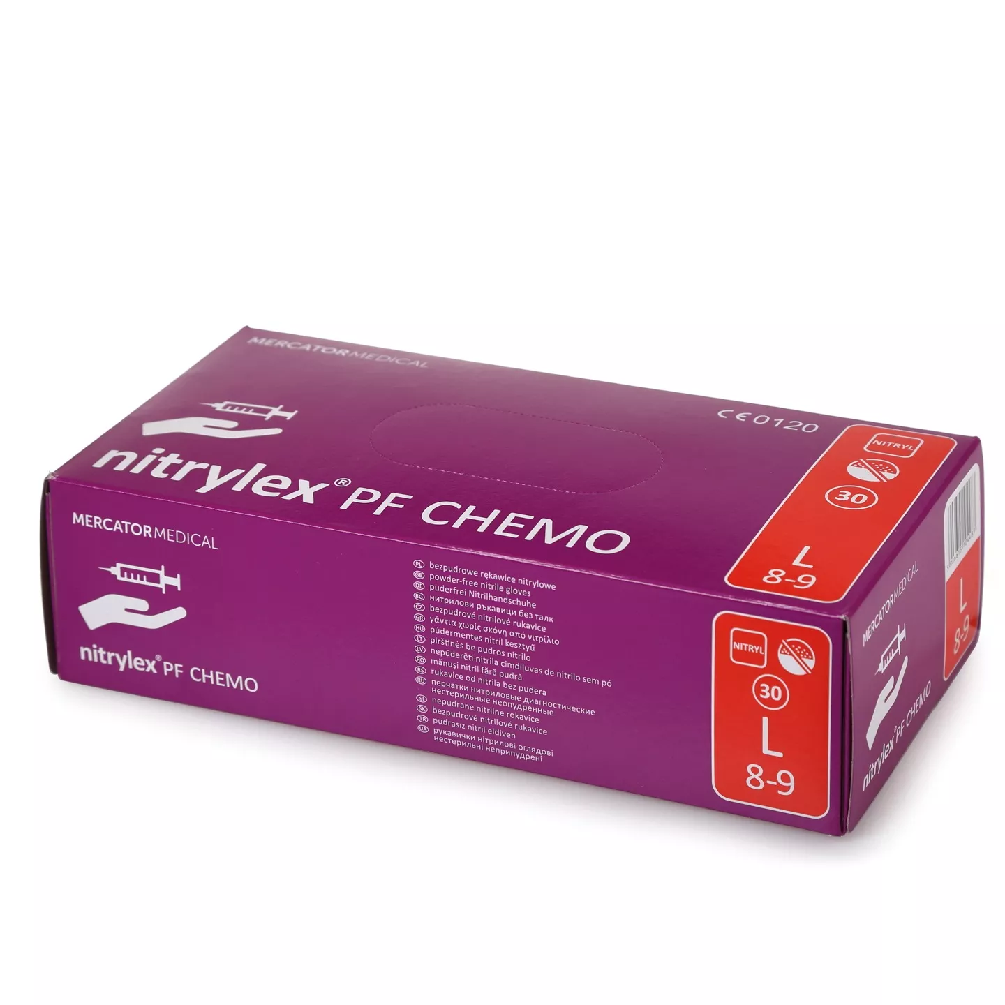 Перчатки Nitrylex® PF CHEMO, размер L, нитриловые, текстурированные, неопудренные, повышенной прочности, нестерильные