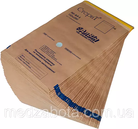 Пакет Клинипак, размер 350*500мм, бумажный, крафт, самоклеющийся, упаковка 100шт