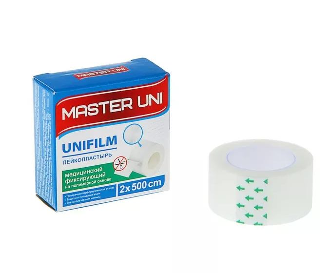 Лейкопластырь Master Uni на полимерной основе, размер 2см*500см, катушка в картонной коробке