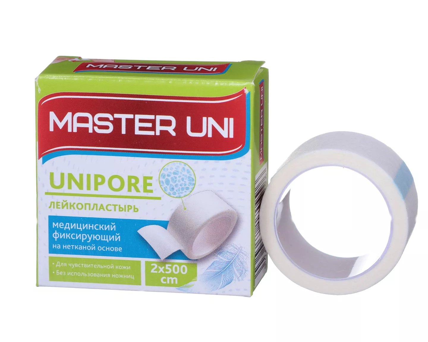 Лейкопластырь Master Uni на нетканой основе (целлюлоза), размер 2см*500см, катушка в картонной коробке