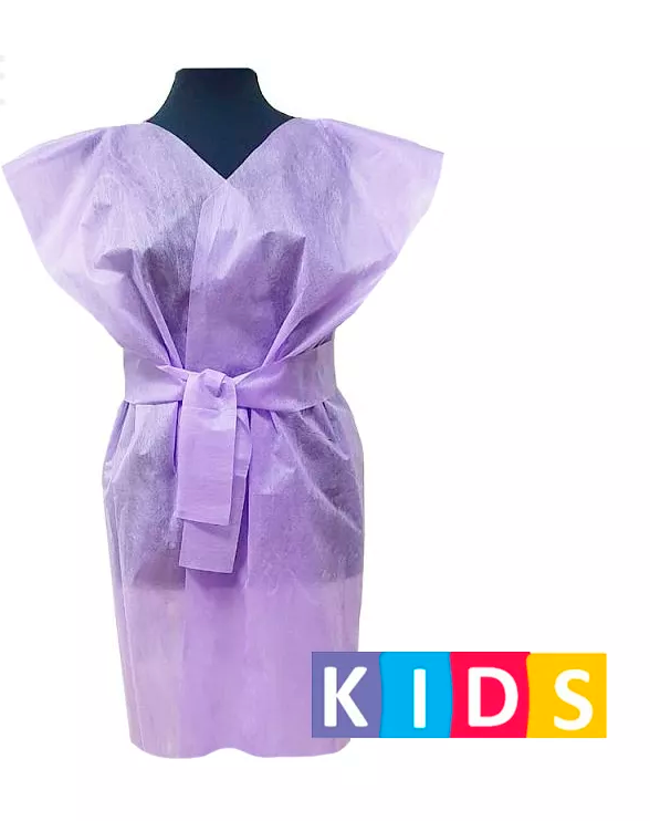 Халат (кимоно) с запахом, ДЕТСКОЕ, материал спанбонд 40г/м2, длина 70см, нестерильный, цвет фиолетовый