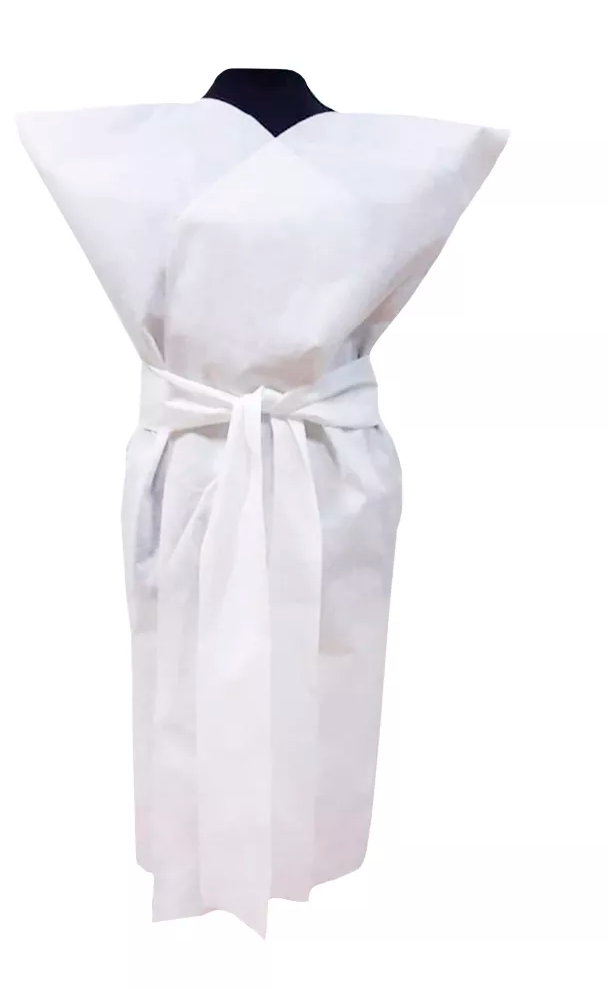 Халат (кимоно) с запахом, материал спанбонд 25г/м2, длина 110см, нестерильный, цвет белый