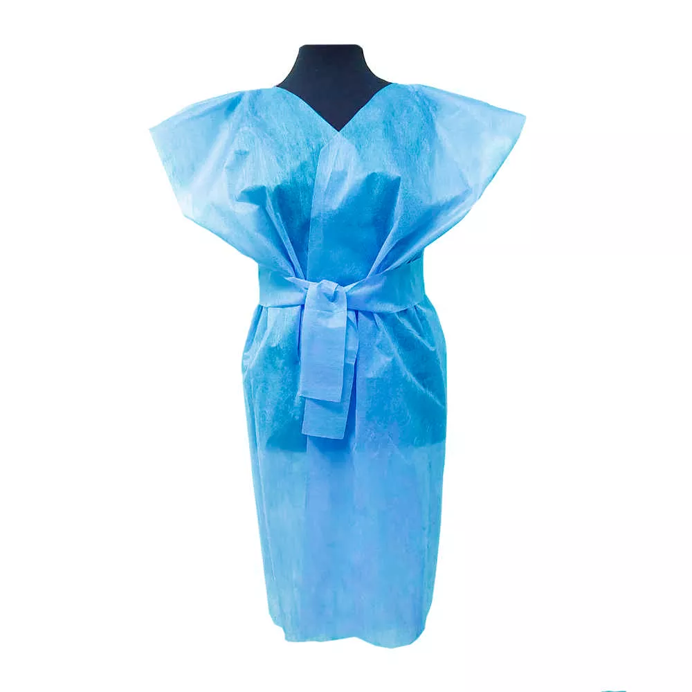 Халат (кимоно) с запахом, материал спанбонд 35г/м2, длина 110см, нестерильный, цвет голубой