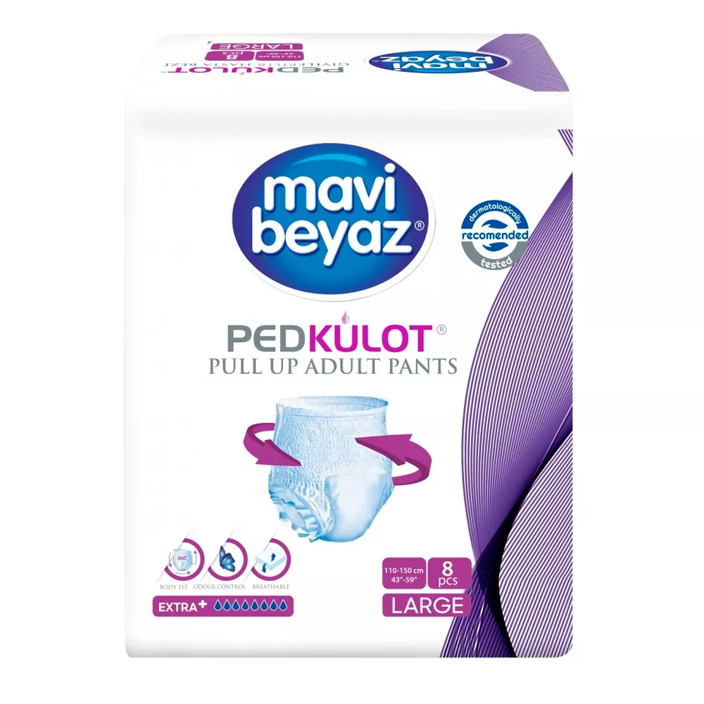 Подгузники-трусики для взрослых MAVI BEYAZ, размер L, обхват талии 110-150см, упаковка 8шт