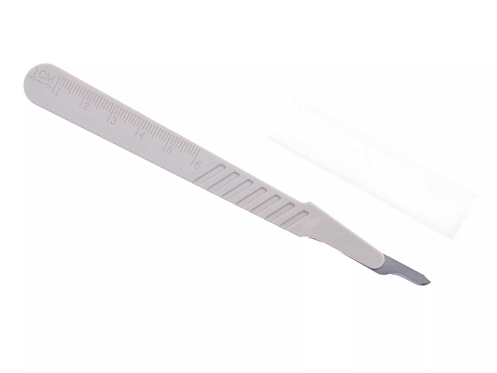 Скальпель с пластмассовой ручкой №15 CERTUS, углеродистая сталь, одноразовый, стерильный