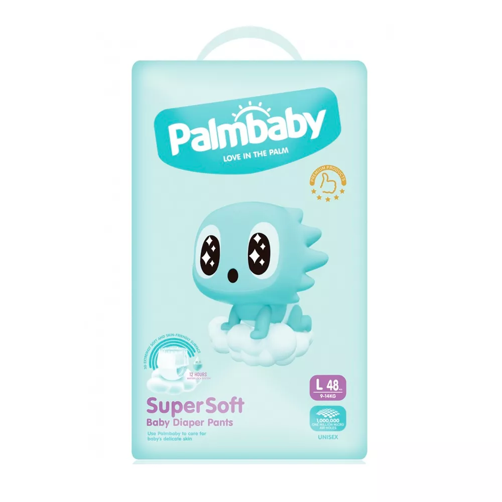 Подгузники Palmbaby Super Soft Premium для детей, размер L, вес 9-14кг, упаковка 48шт
