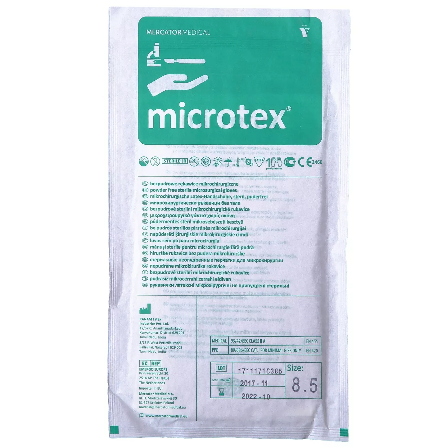 Перчатки микрохир стер н/о microtex р-р 8,5