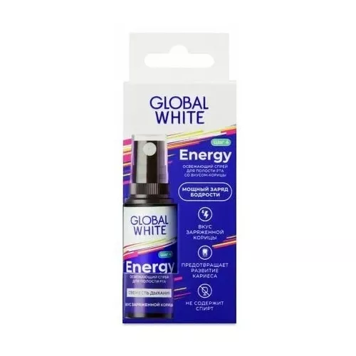 Спрей освежающий GLOBAL WHITE «ENERGY» корица для полости рта, 15 мл
