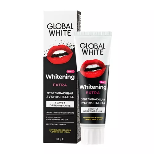 Зубная паста отбеливающая GLOBAL WHITE extra whitening, 100 г