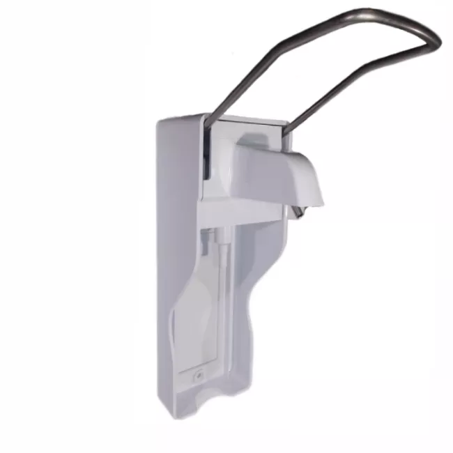 Дозатор локтевой настенный ДУ 010, предназначен для подачи мелких порций из литровых пластмассовых бутылок