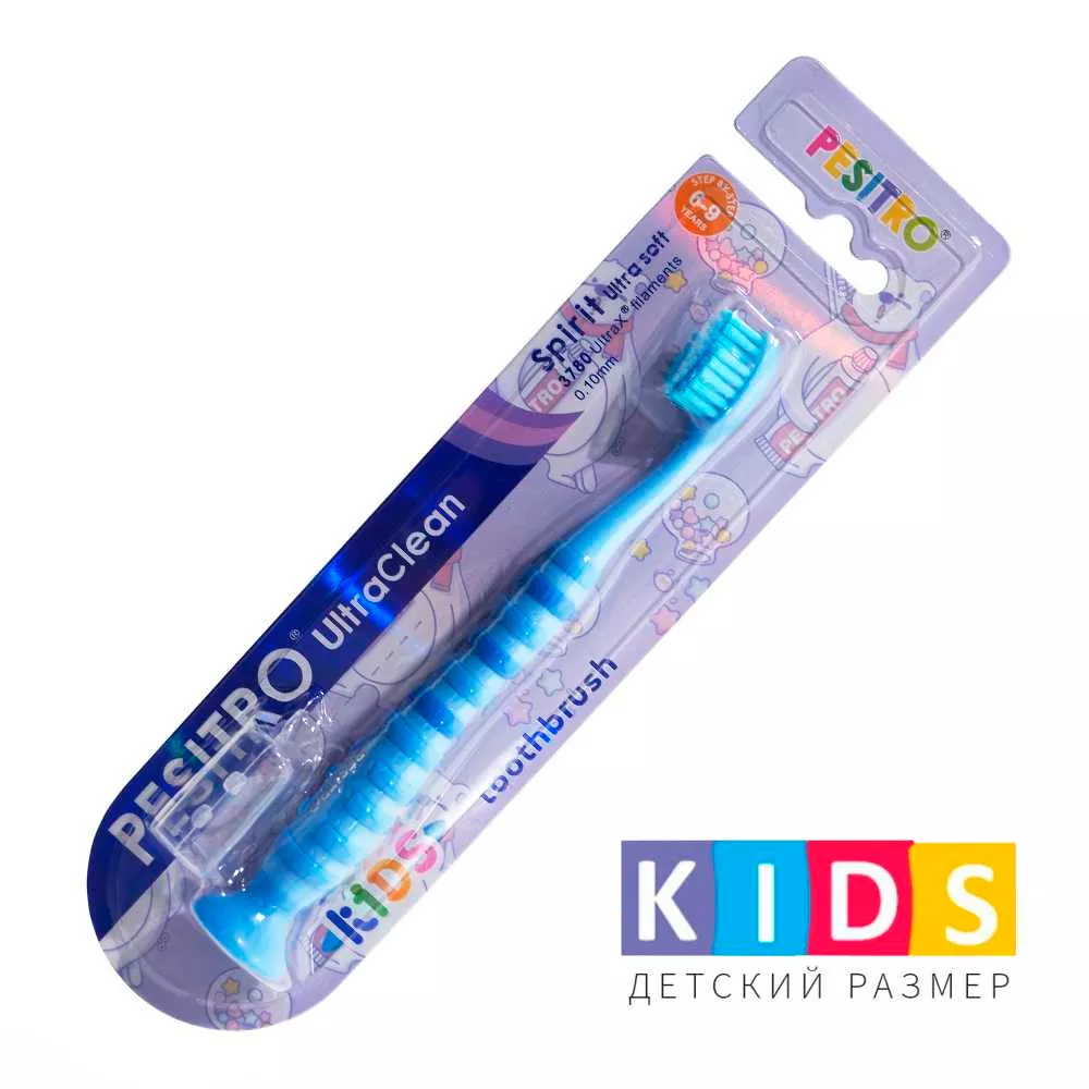 Щетка зубная PESITRO UltraClean Spirit Ultra soft 3780, с полипропиленовой ручкой, для детей 6-9 лет