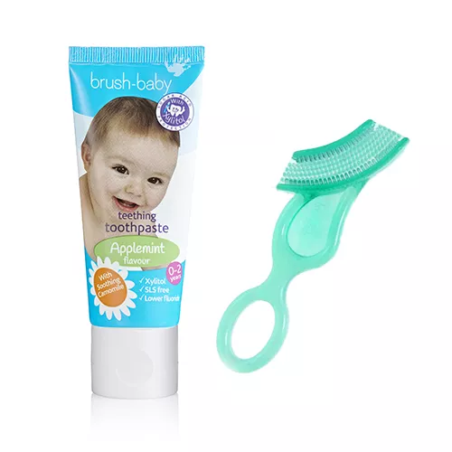 Комплект Brush-Baby от 0 до 2 лет: зубная паста и жевательная щётка