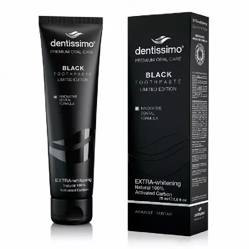 Зубная паста Dentissimo Black Экстра-отбеливающая с углем, 75 мл