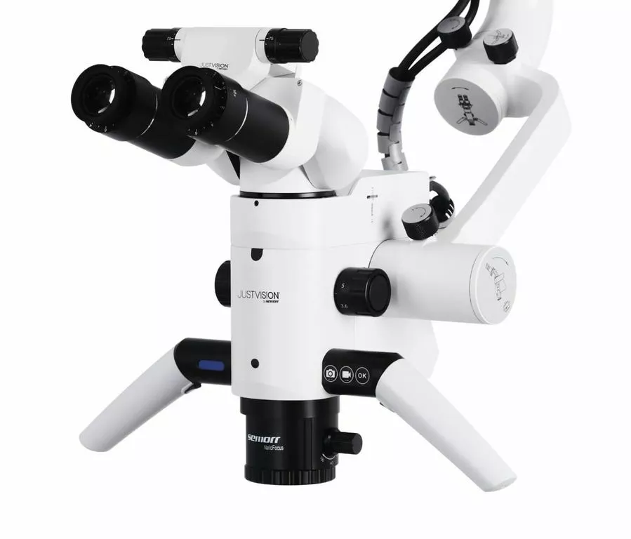 JustVision by Semorr JVM D - операционный микроскоп с плавным изменением увеличения, LED-подсветкой и объективом с изменяемым рабочим расстоянием (f=180-460), встроенной Wi-Fi 4К камерой, удлиненными окулярами, мобильное крепление (Китай)