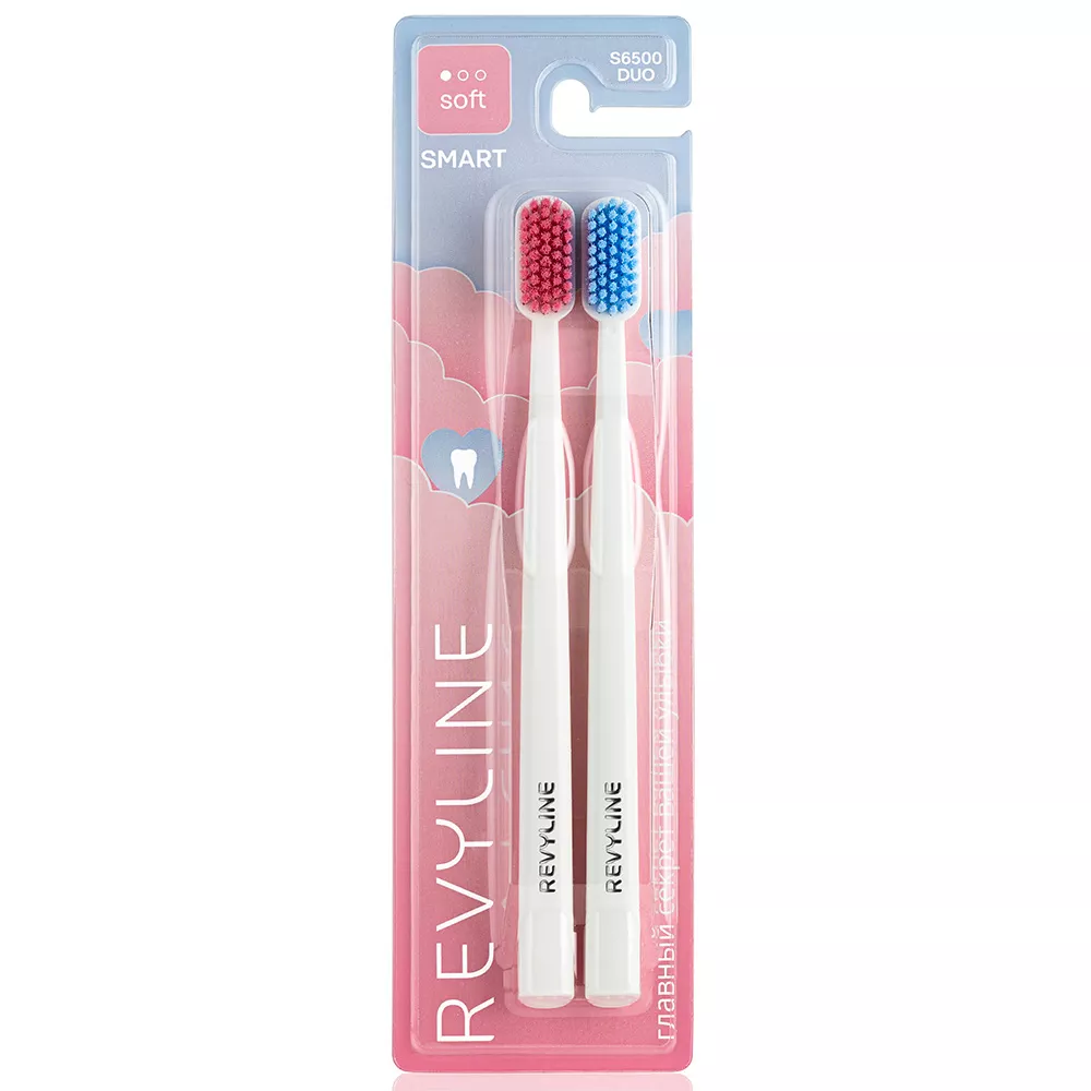 Набор зубных щеток Revyline S6500 Smart Duo, White/Pink + White/Blue