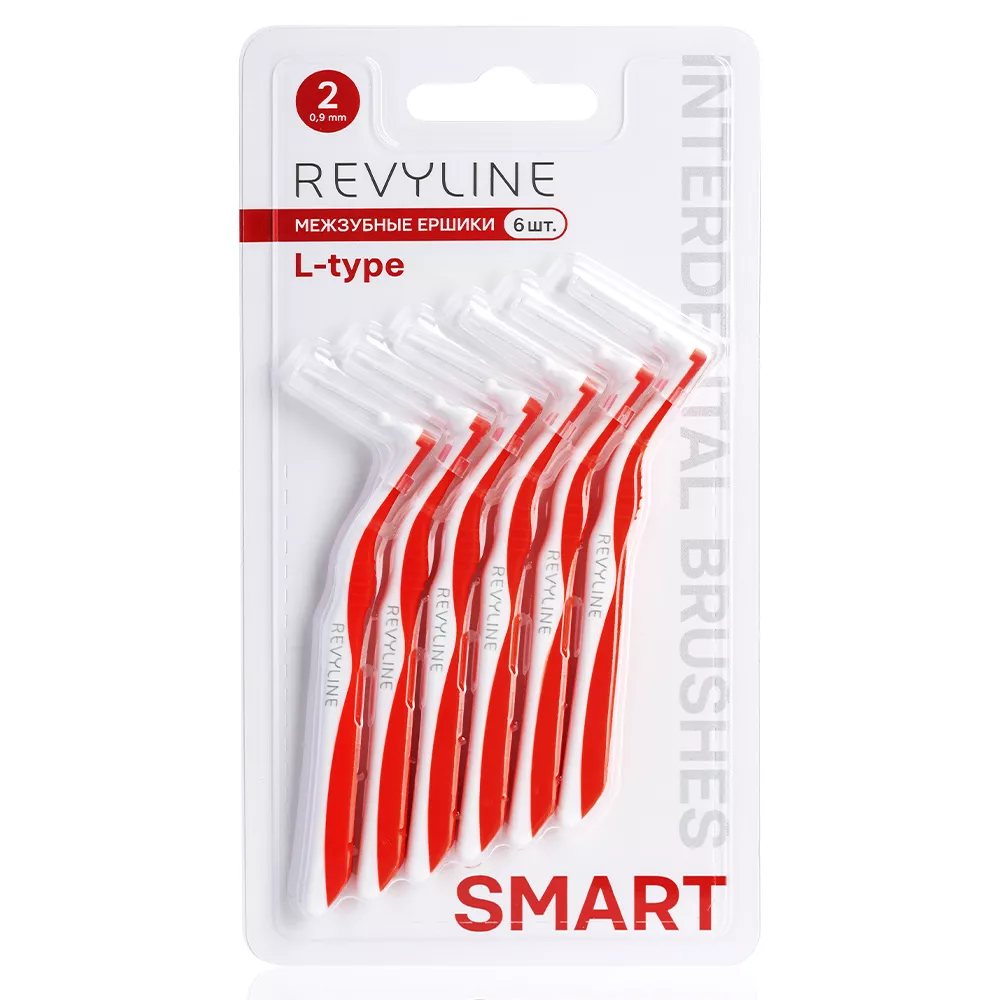 Ершики межзубные Revyline Smart L-type, размер 2 (0,50 мм) красные, 6 шт.