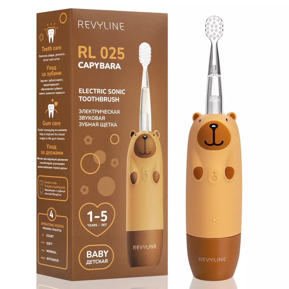 Электрическая звуковая зубная щётка Revyline RL 025 Baby Capybara, Brown