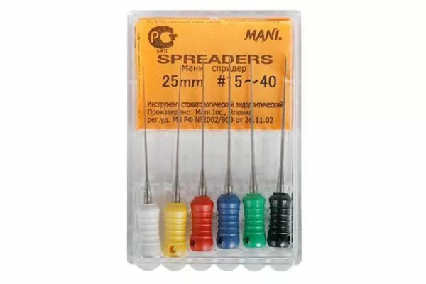 Эндодонтический инструмент, 6 шт. spreader-spreder-mani-l-25-35