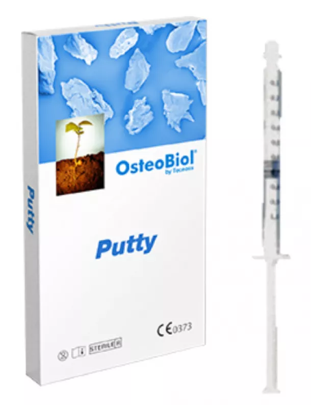 Костная паста с коллагеном OsteoBiol Putty (МР3 С ВЯЗКИМ ГЕЛЕМ) 1 шприц  1,00 см3  2,0 гр. гран. до 0,30 мм. свиная