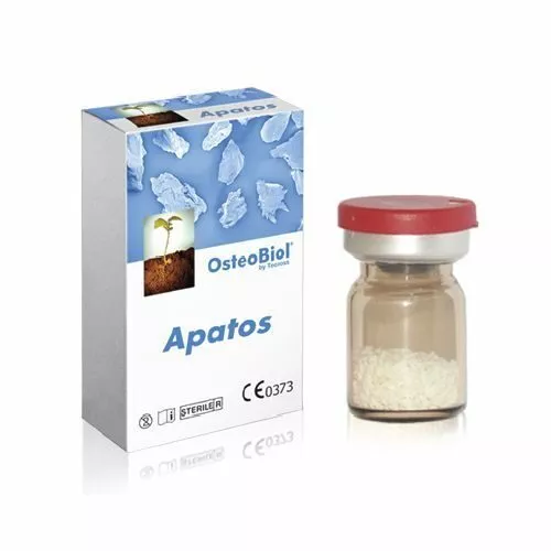 OsteoBiol Apatos Mix. 1 фл.  0.5 гр.  Костные гранулы.  Гранулы 0,60-1 мм.  Свиная