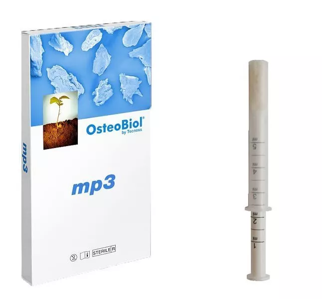 OsteoBiol mp3. 1 шприц. 0.5 см3. увлажненные костные гранулы с коллагеном. 0,6-1 мм.  свиная