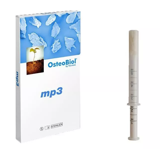 OsteoBiol mp3. 1 шприц. 0.5 см3. увлажненные костные гранулы с коллагеном. гранулы 0,6-1 мм.  конская