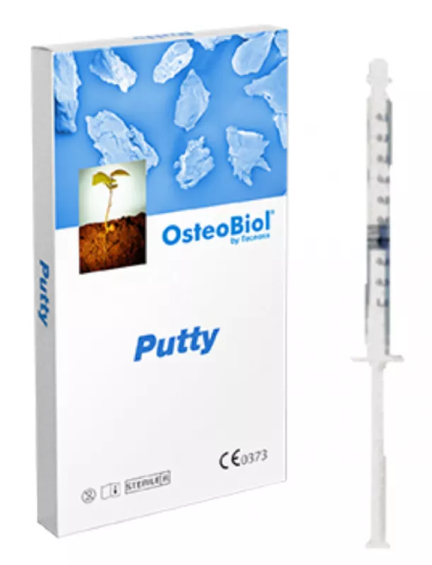 OsteoBiol Putty  1 шприц  0,50 см3  костная паста с коллагеном  1,0 гр.  гран. до 0,30 мм.  свиная