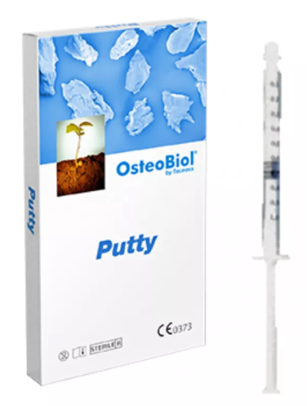 OsteoBiol Putty  1 шприц  0,25 см3  костная паста с коллагеном  0,5 гр.  гран. до 0,30 мм.  конская