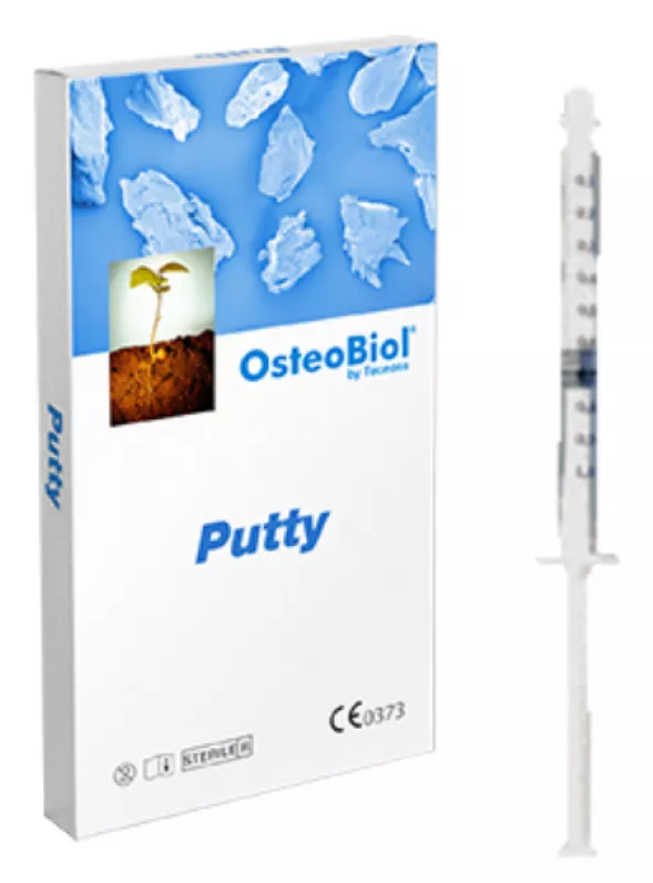 OsteoBiol Putty  1 шприц  0,50 см3  костная паста с коллагеном  1,0 гр.  гран. до 0,30 мм.  конская