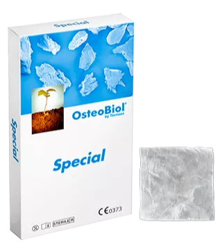 Special – гетерологичный перикард с коллагеном.OsteoBiol Sp-Block. 1 блок. 10x10x10 мм.  блок губчатой кости.  конский
