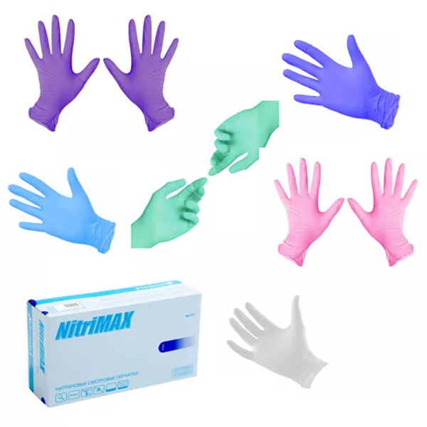 Перчатка  NITRIMAX  М цветные  нитрил (50 пар) в асс.