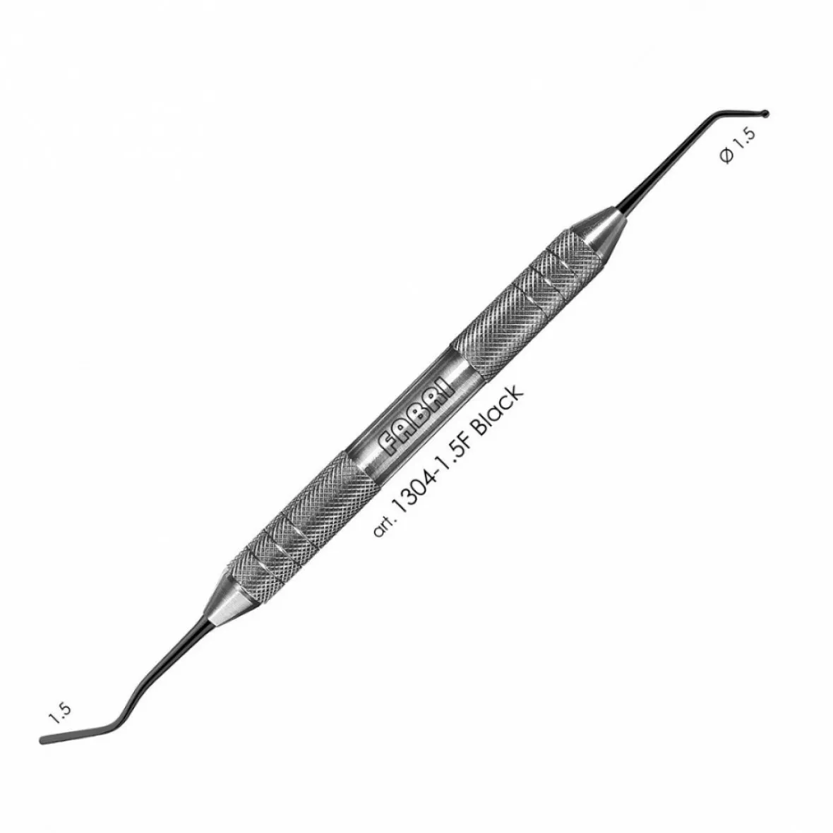 1304-1,5F Black-Удлиненная узкая гладилка с штопфером-шариком  1.5mm. Эргономичная ручка  10mm. Покрытие Black
