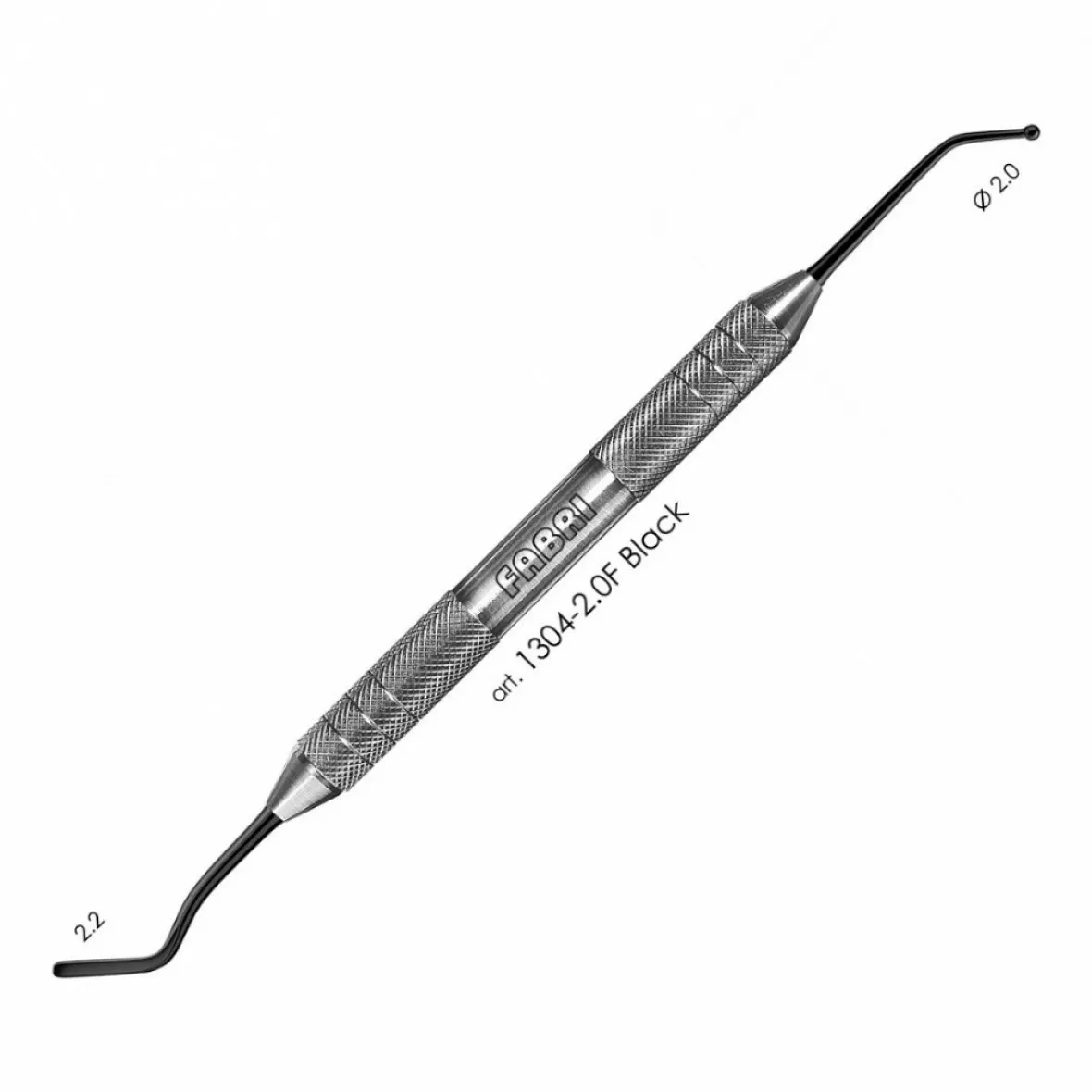1304-2,0F Black-Удлиненная средняя гладилка с штопфером-шариком  2.0mm. Эргономичная ручка  10mm. Покрытие Black