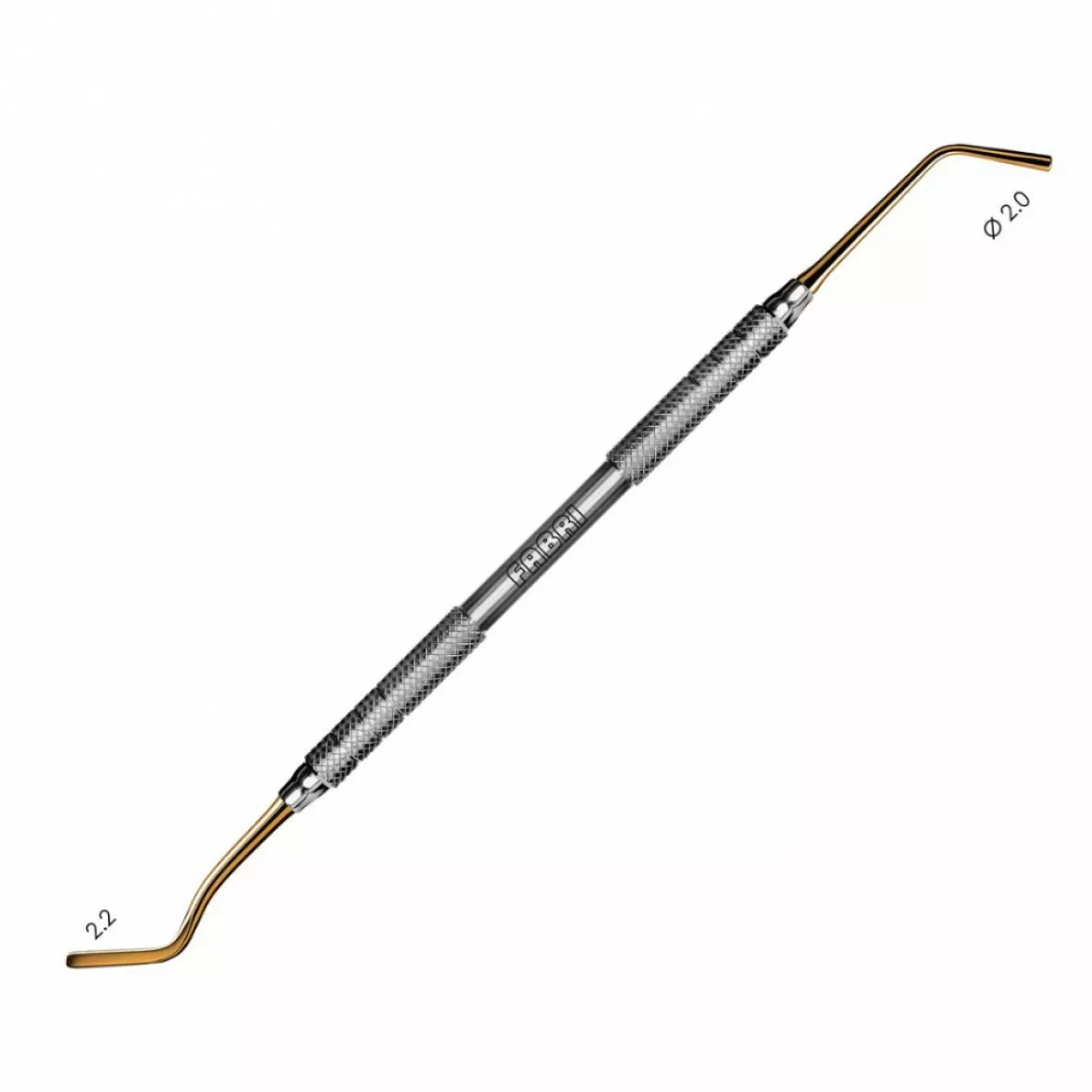 1324 TiN-Удлиненная средняя гладилка с обратноконусовидным штопфером  2mm. Ручка  6mm. Покрытие Gold