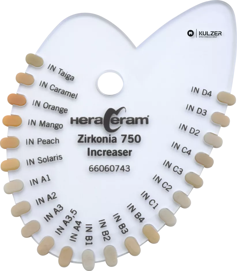 Шкала расцветки HeraCeram Zirkonia 750 Increaser