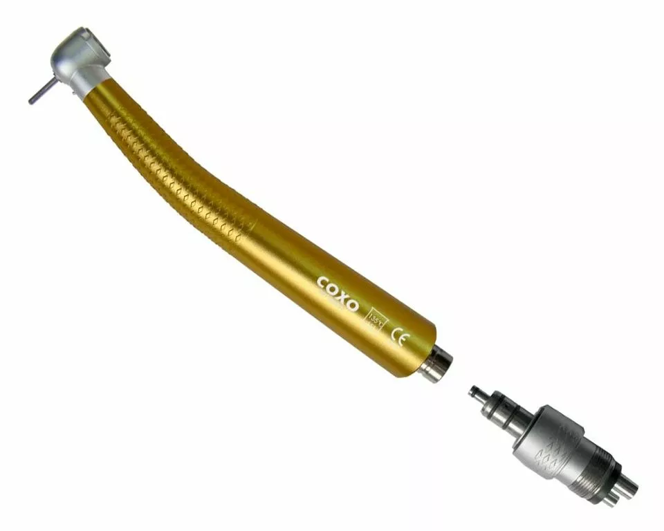Турбинный наконечник CX207C1-SPQ цветной (ортопедическая головка), с кнопочным зажимом, 4-х канальный