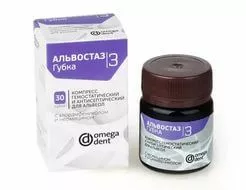 АЛЬВОСТАЗ ГУБКА 3 гемостатический и антисептический компресс для альвеол (с неомицином и хлорамфениколом)