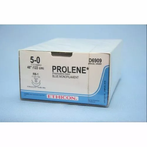 PROLENE (ПРОЛЕН) шовный материал М1 (5/0), игла колющая 13 мм., 75 см х 12 шт.