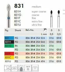 MEISINGER боры алмазные, 831 (254) 016 FG 314, 5 шт.
