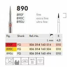 MEISINGER боры алмазные, 890F (160) 010 FG 314, 5 шт.