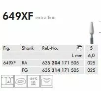 MEISINGER боры абразивные, 649XF 025 FG 314, 5 шт.