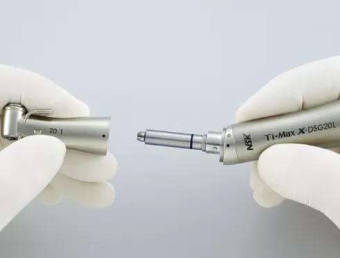 Ti-Max X-DSG20Lh - разборный хирургический наконечник с оптикой с шестигранной системой зажима бора, 20:1. NSK