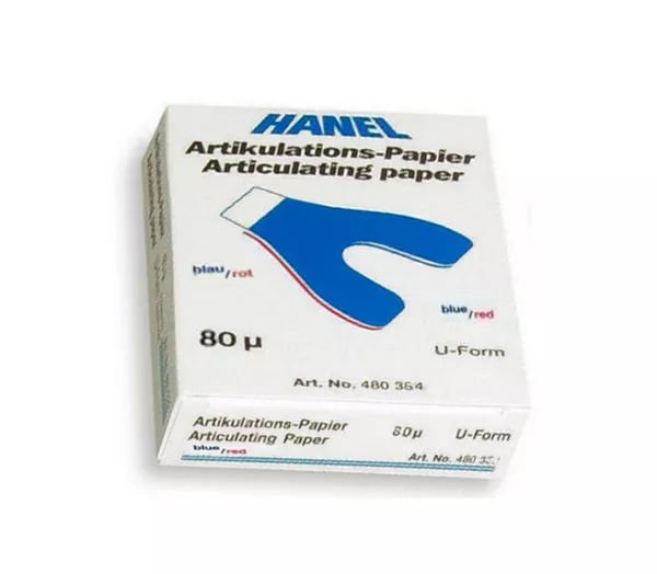 HANEL Articulating Paper - артикуляционная бумага, 40 мкм, синяя, листы U-образной формы, 72 шт.