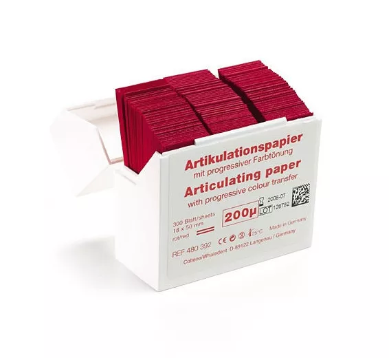 HANEL Articulating Paper - артикуляционная бумага, 200 мкм, красная, полоски, 300 шт.